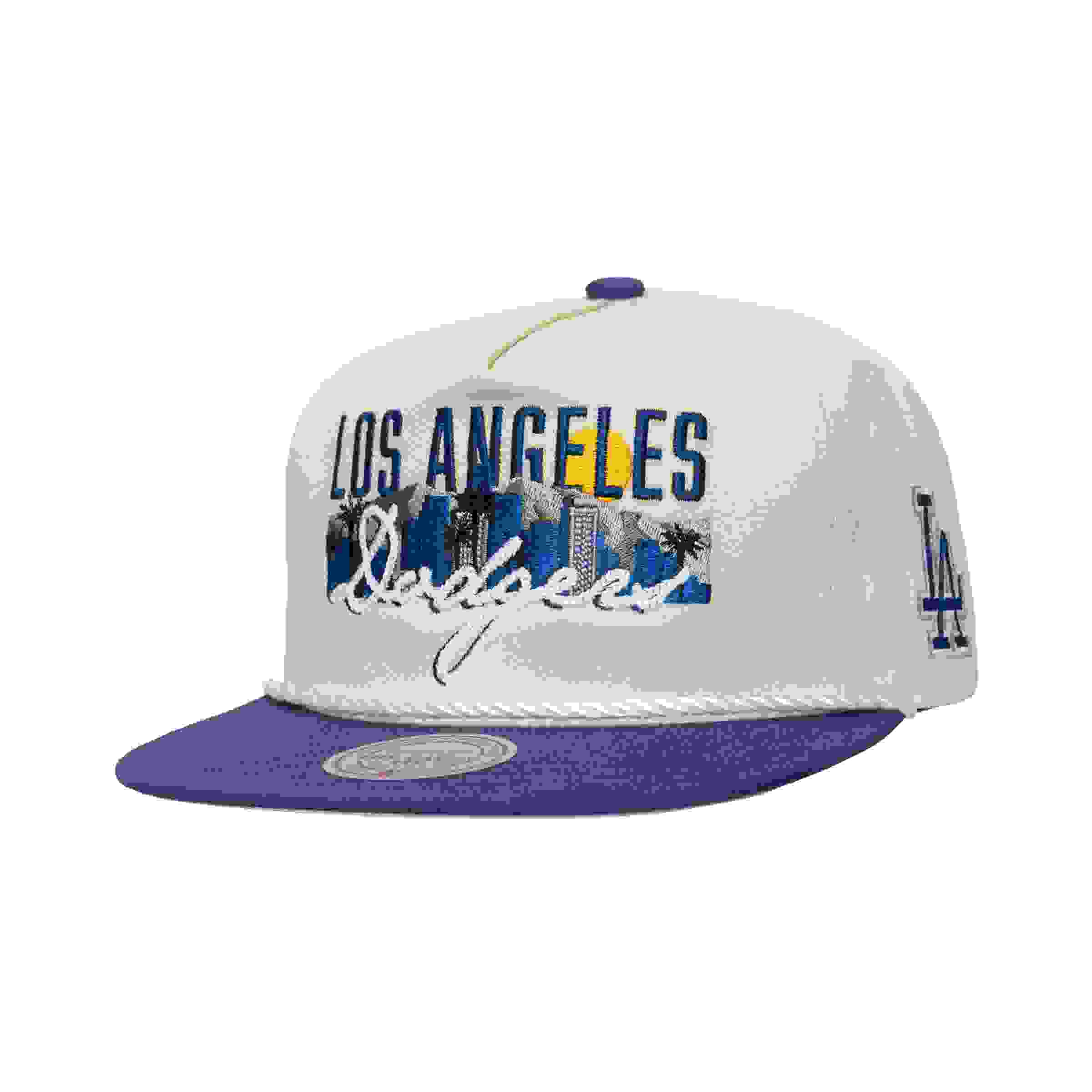 Mitchell & Ness Los Angeles Dodgers Cityscape Cream Snapback Hat
